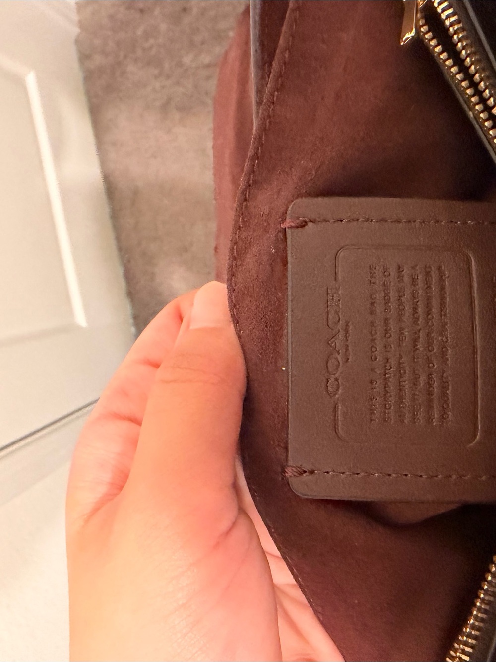 Coach Black Pebbled Leather Crossbody with Gold 'C' and Chain Strap - Picture 8 of 9